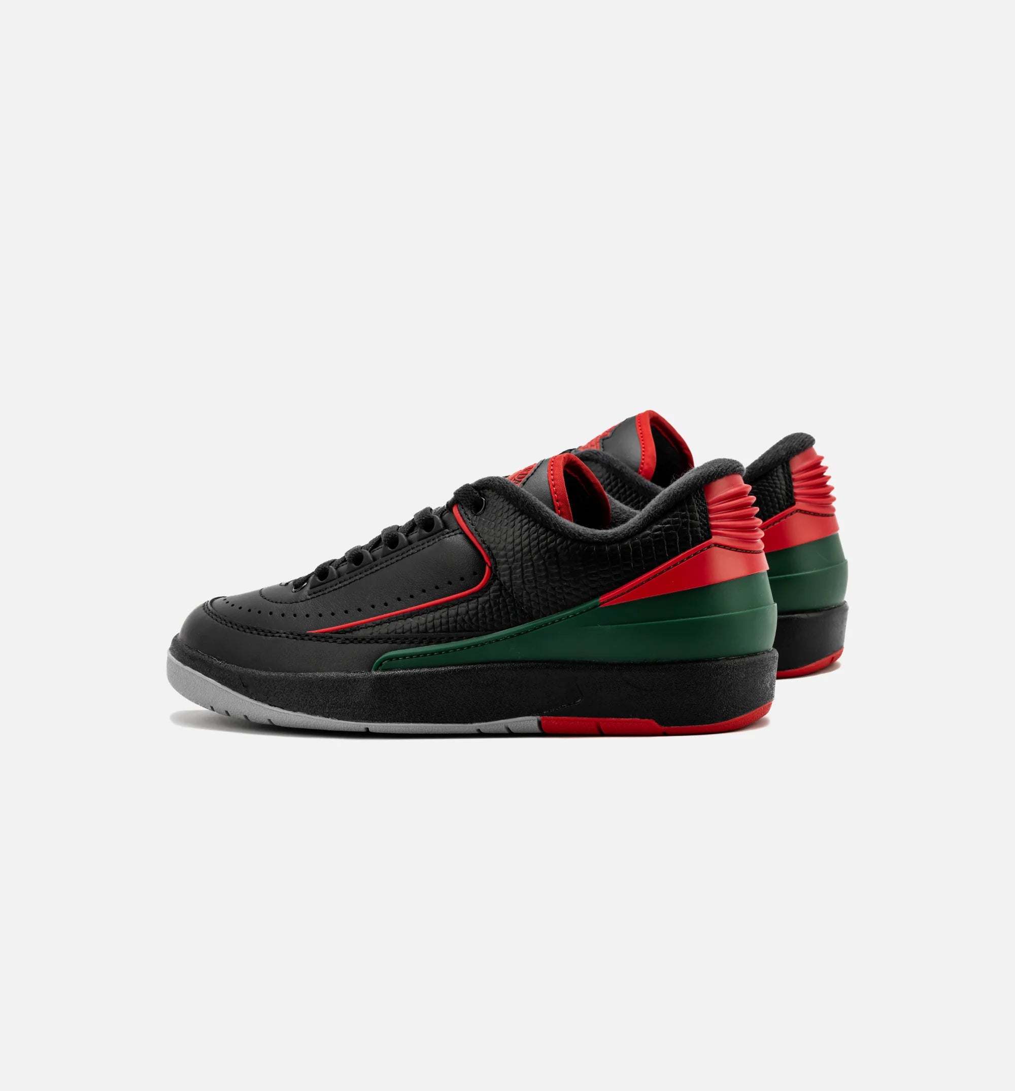 Air Jordan 2 Retro Low Christmas Grade School Lifestyle Shoe Black Fire Red Cement Grey