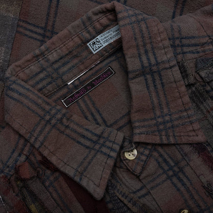 Over Dyed Ribbon Wide Shirt Brown
