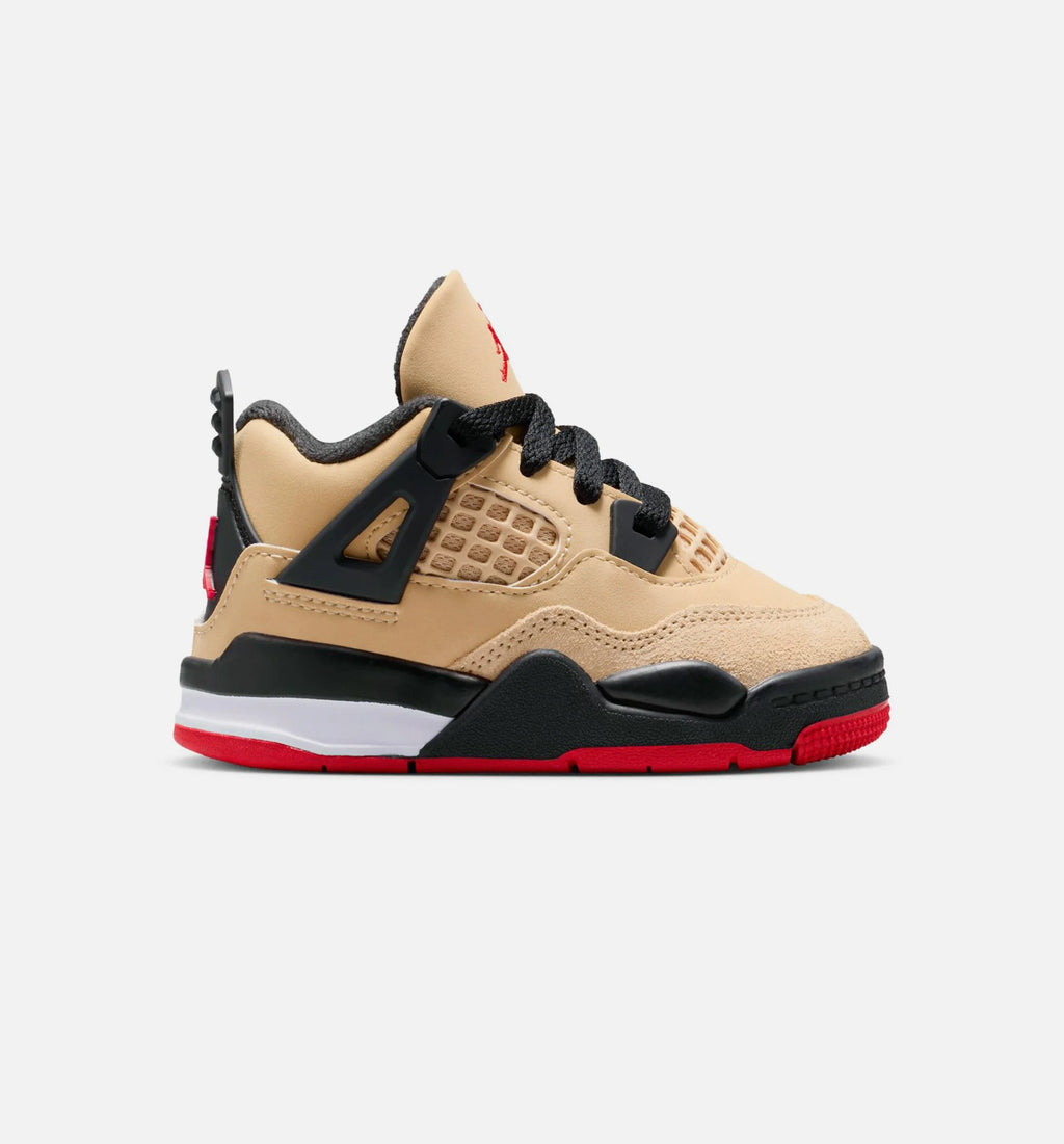 Air Jordan 4 Retro Infant Toddler Lifestyle Shoe Sesame Fire Red Black White