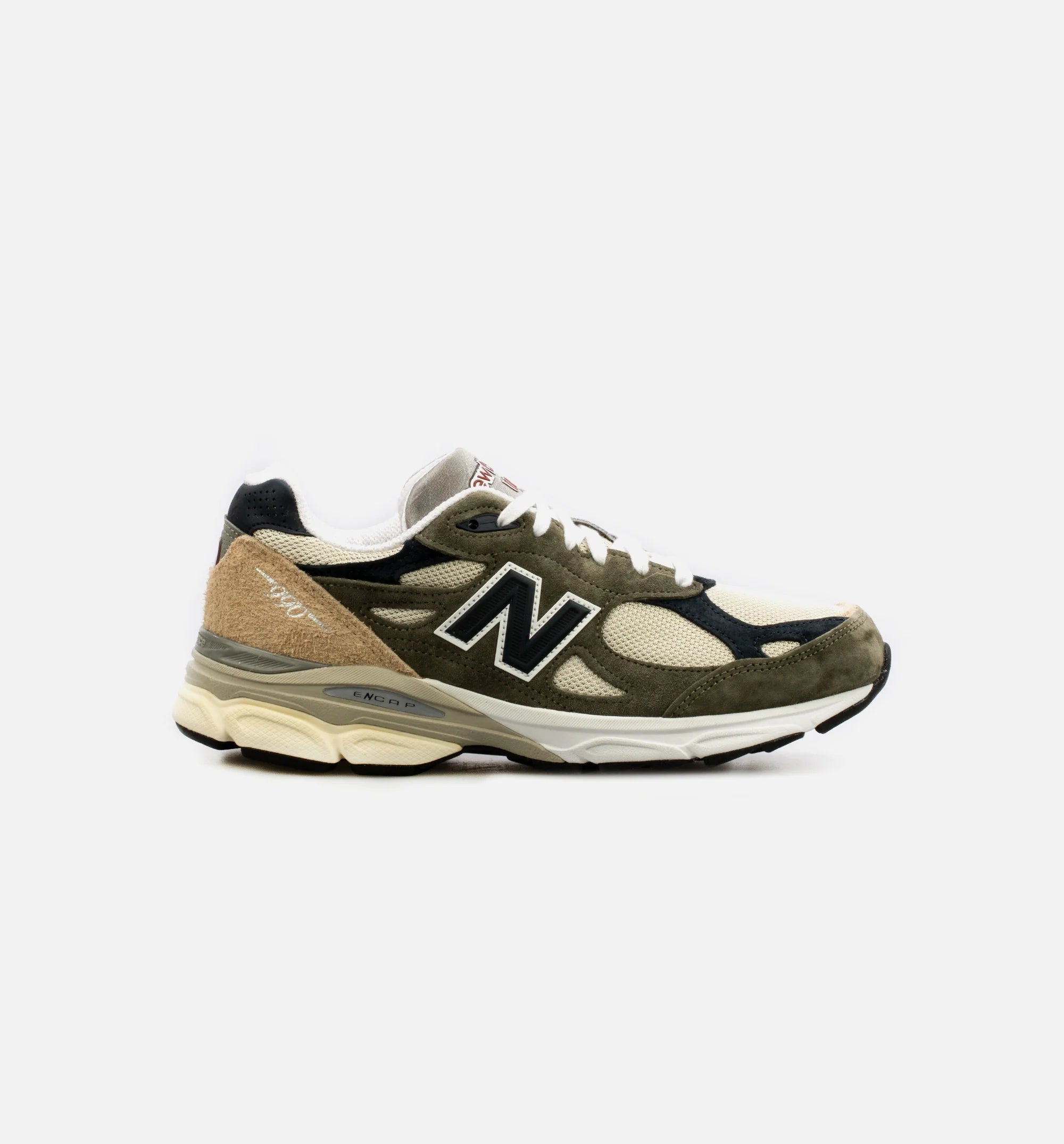 MADE in USA 990v3 Mens Lifestyle Shoe Olive Green White