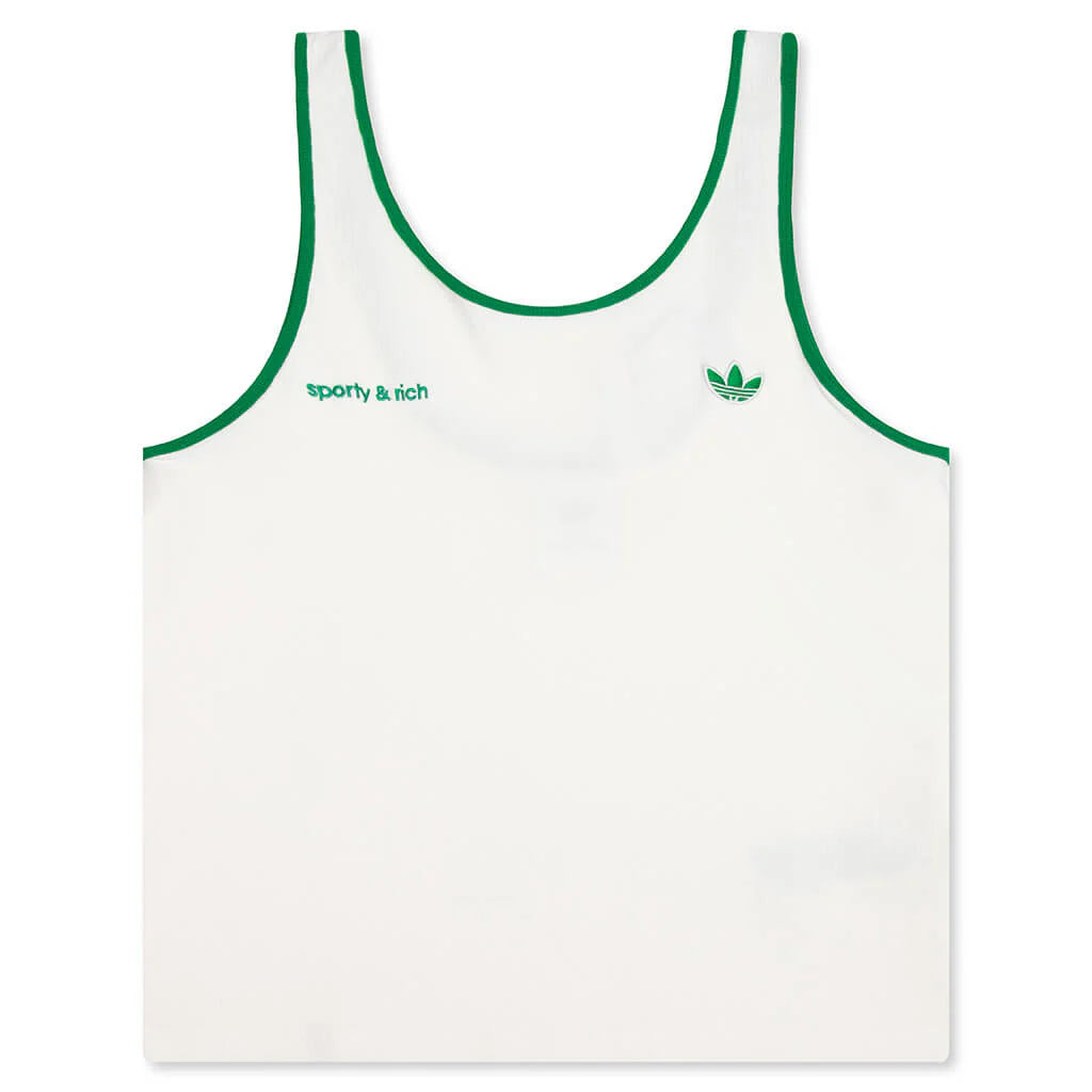 Womens Adidas x Sporty Rich Tank Top Off White Green