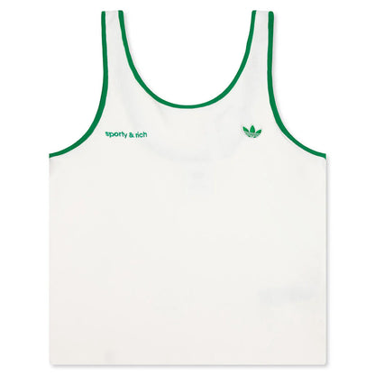 Womens Adidas x Sporty Rich Tank Top Off White Green