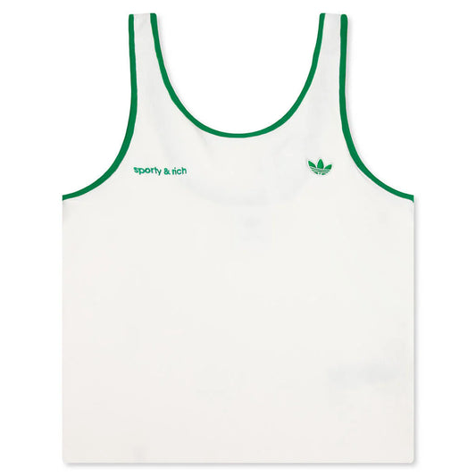 Womens Adidas x Sporty Rich Tank Top Off White Green