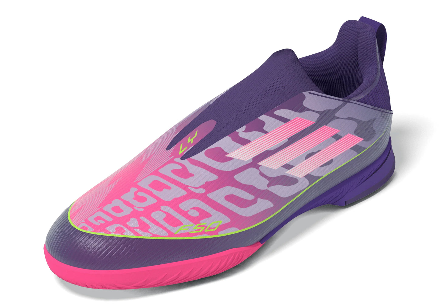 adidas F50 LEAGUE Laceless IN Youth Soccer Shoes Purple White Lemon