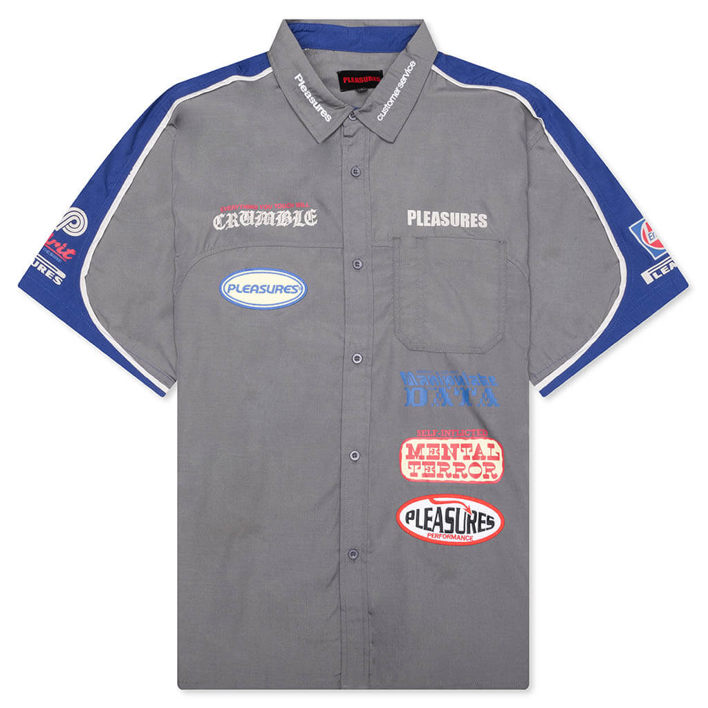 Terror Button Up Shirt Grey