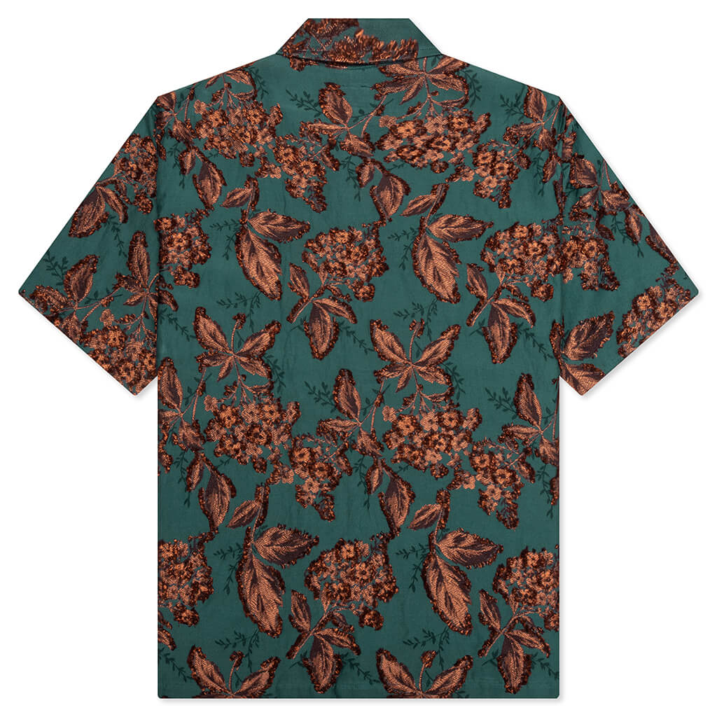 Flower Cut Cabana Shirt Peacock Green