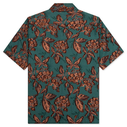 Flower Cut Cabana Shirt Peacock Green