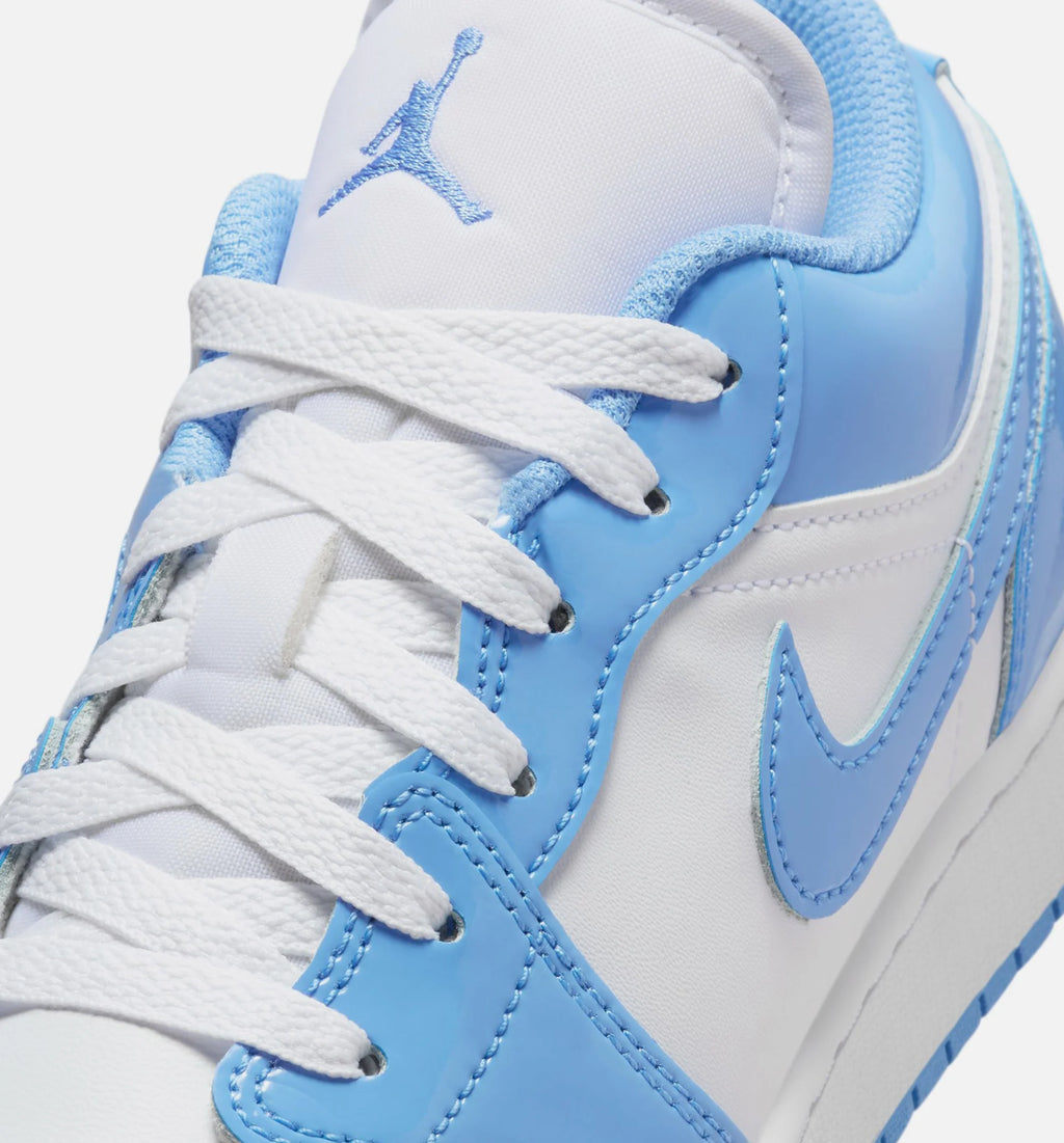 Air Jordan 1 Low SE Legend Blue Patent Grade School Lifestyle Shoe White Legend Blue