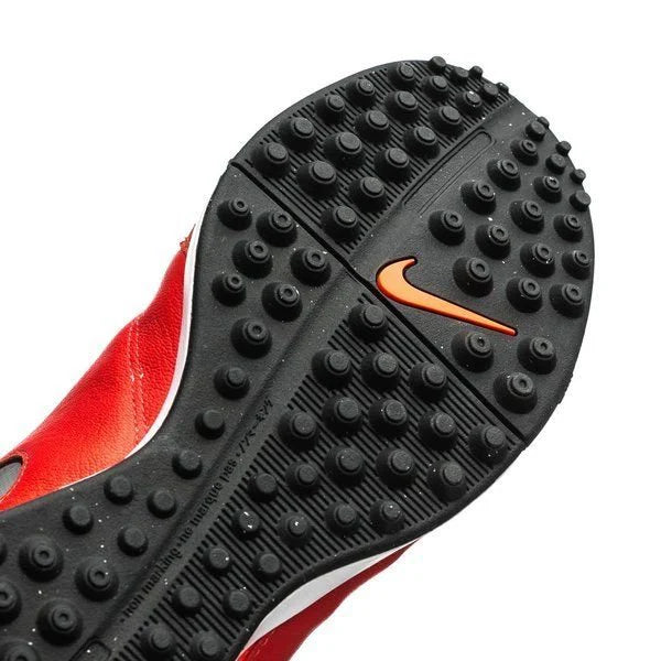 Nike Tiempo Genio Leather II TF Turf Soccer Cleats Light Crimson Metallic Silver