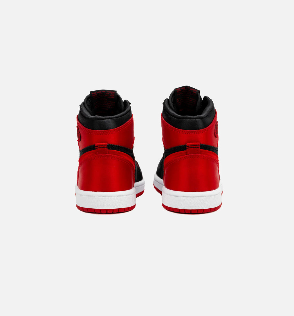 Air Jordan 1 Retro Hi OG Satin Bred Preschool Lifestyle Shoe Black Red Free Shipping