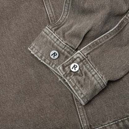 Collared Denim Jacket Washed Olive