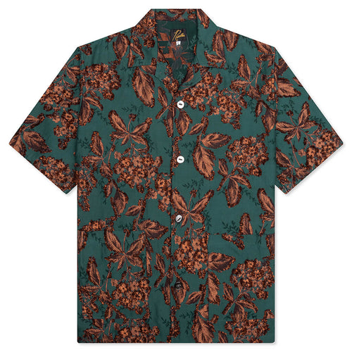 Flower Cut Cabana Shirt Peacock Green