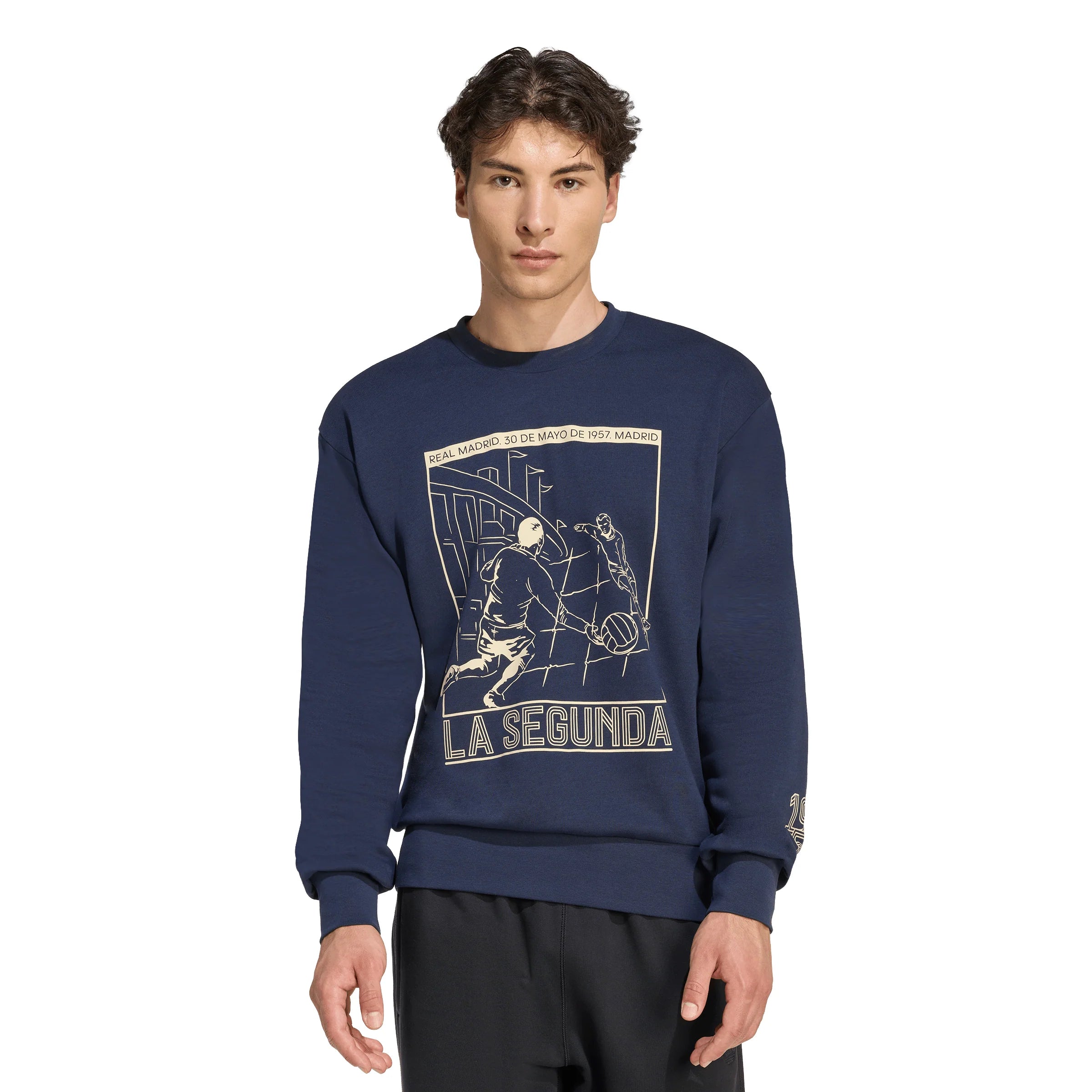 adidas Real Madrid Heritage Crew Mens Sweat Navy
