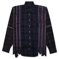 Flannel Shirt 7 Cuts Zipped Wide Shirt Over Dye Purple