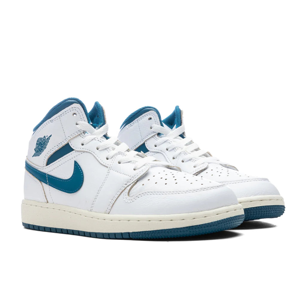 Air Jordan 1 Mid SE GS White Industrial Blue Sail