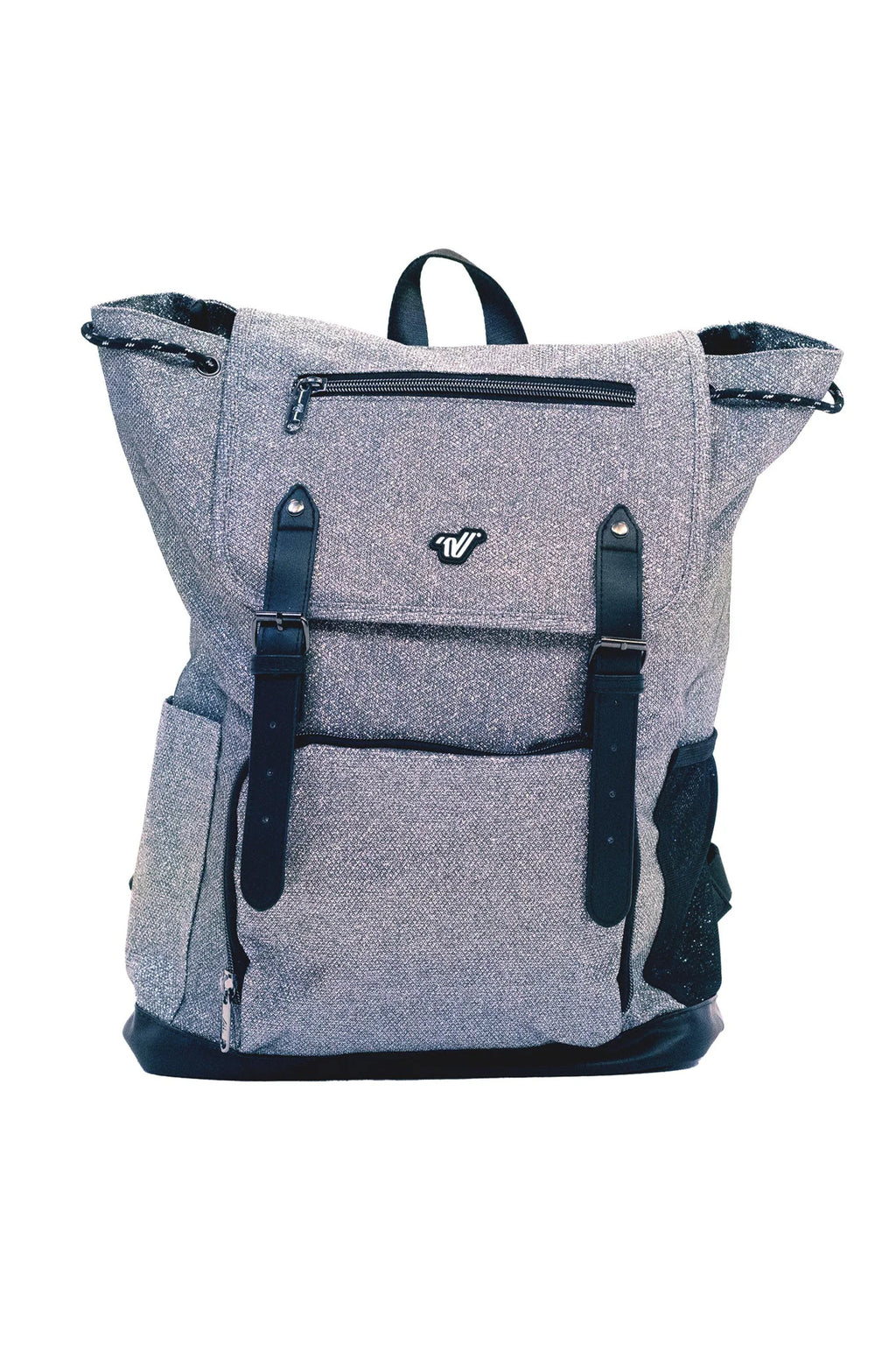 Varsity Silver Glitter Flap Backpack