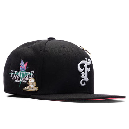 Feature x New Era Old English Plaza Fitted Black Pink Glow