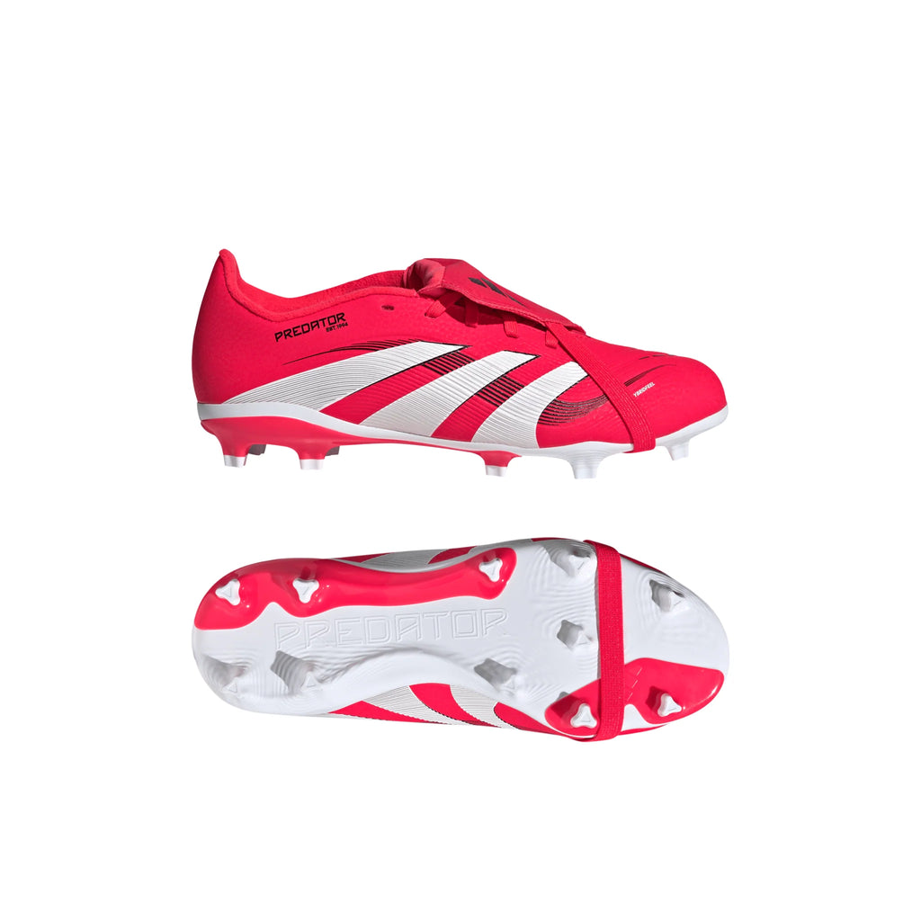 adidas Predator League Fold Over Tongue Firm Ground Boots Junior Red White