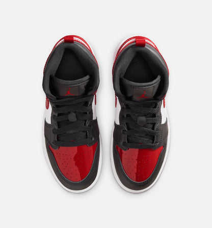 Air Jordan 1 Mid SE Preschool Lifestyle Shoe Black White Varsity Red