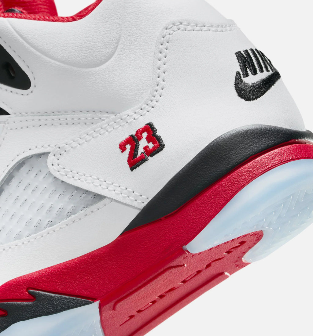 Air Jordan 5 Retro Fire Red Preschool Lifestyle Shoe White Fire Red Black