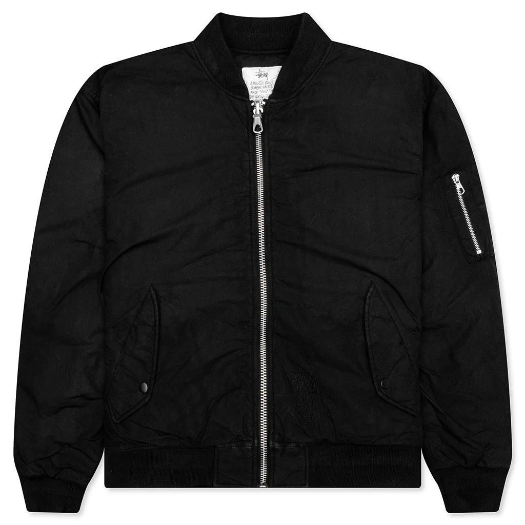 Quilted Bomber Waxed Black