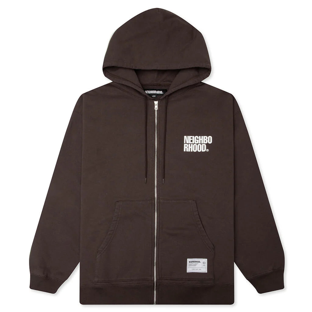 Classic L S Sweat Zip Hoodie Brown