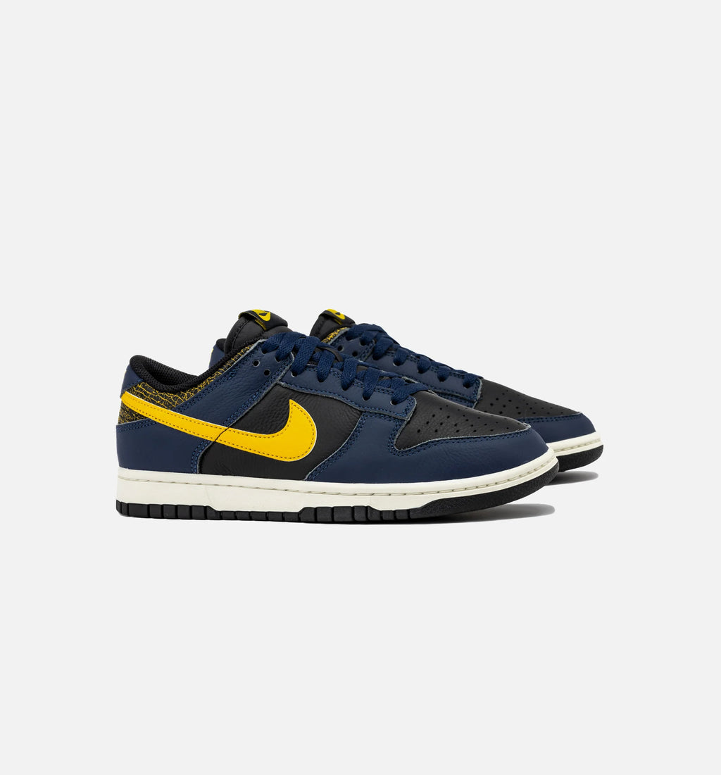Dunk Low Midnight Navy and Tour Yellow Mens Lifestyle Shoe Black Midnight Navy Sail Tour Yellow Free Shipping