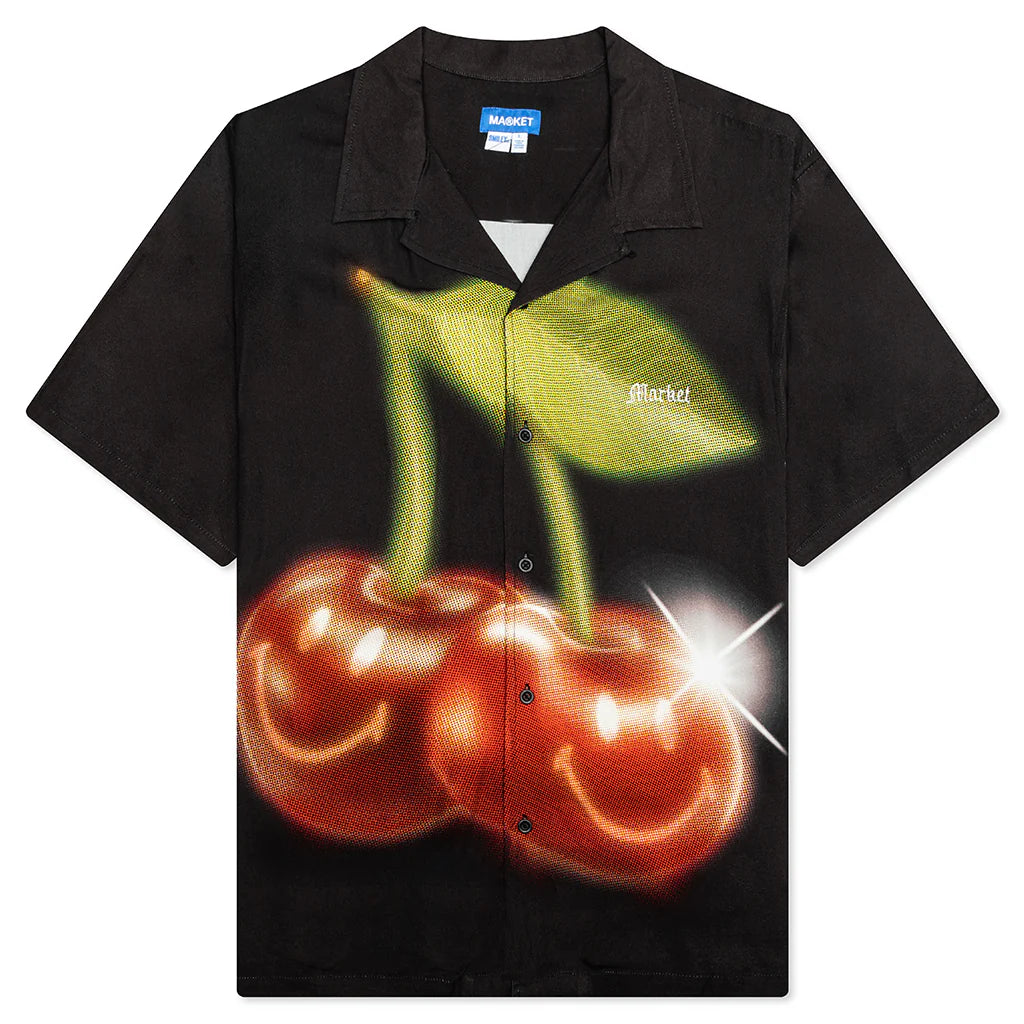 Smiley Cherries S S Button Up Black