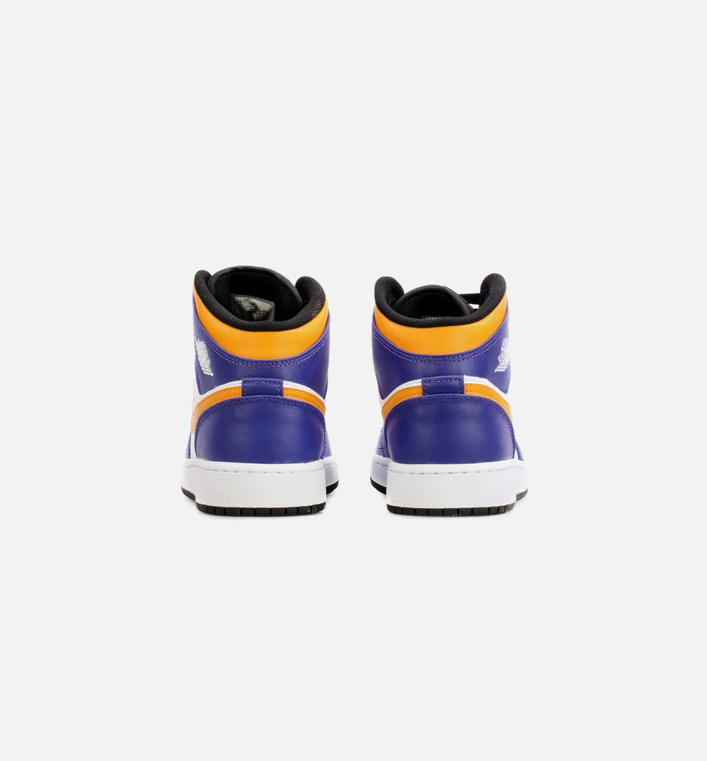 Air Jordan 1 Mid Grade School Lifestyle Shoe Purple Yellow