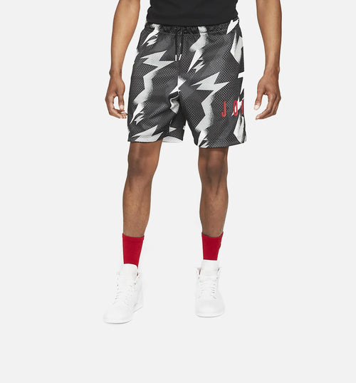 Jumpman Air Printed Mesh Mens Shorts Black White Red