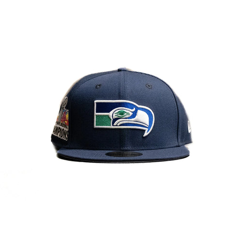 New Era Seattle Seahawks 59FIFTY Fitted Hat Super Bowl Patch Blue