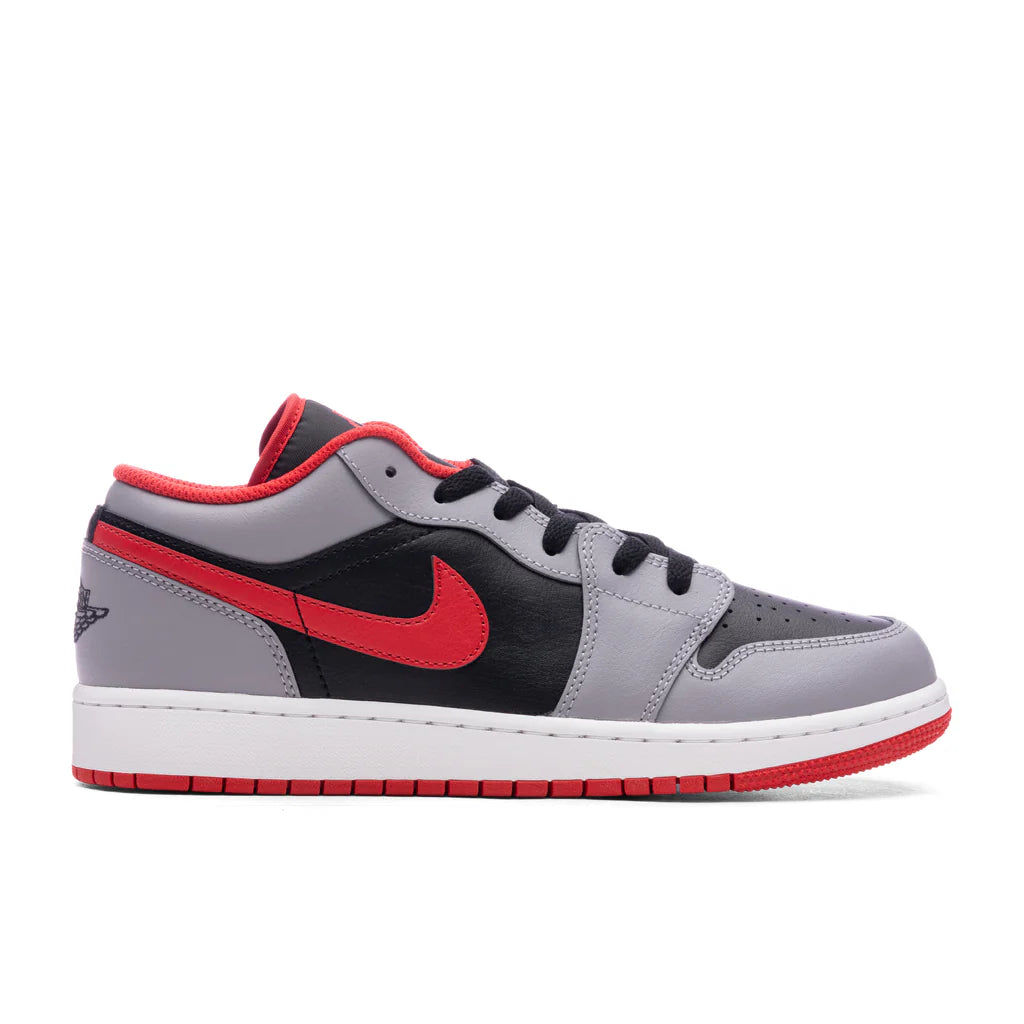 Air Jordan 1 Low GS Black Fire Red Cement Grey White
