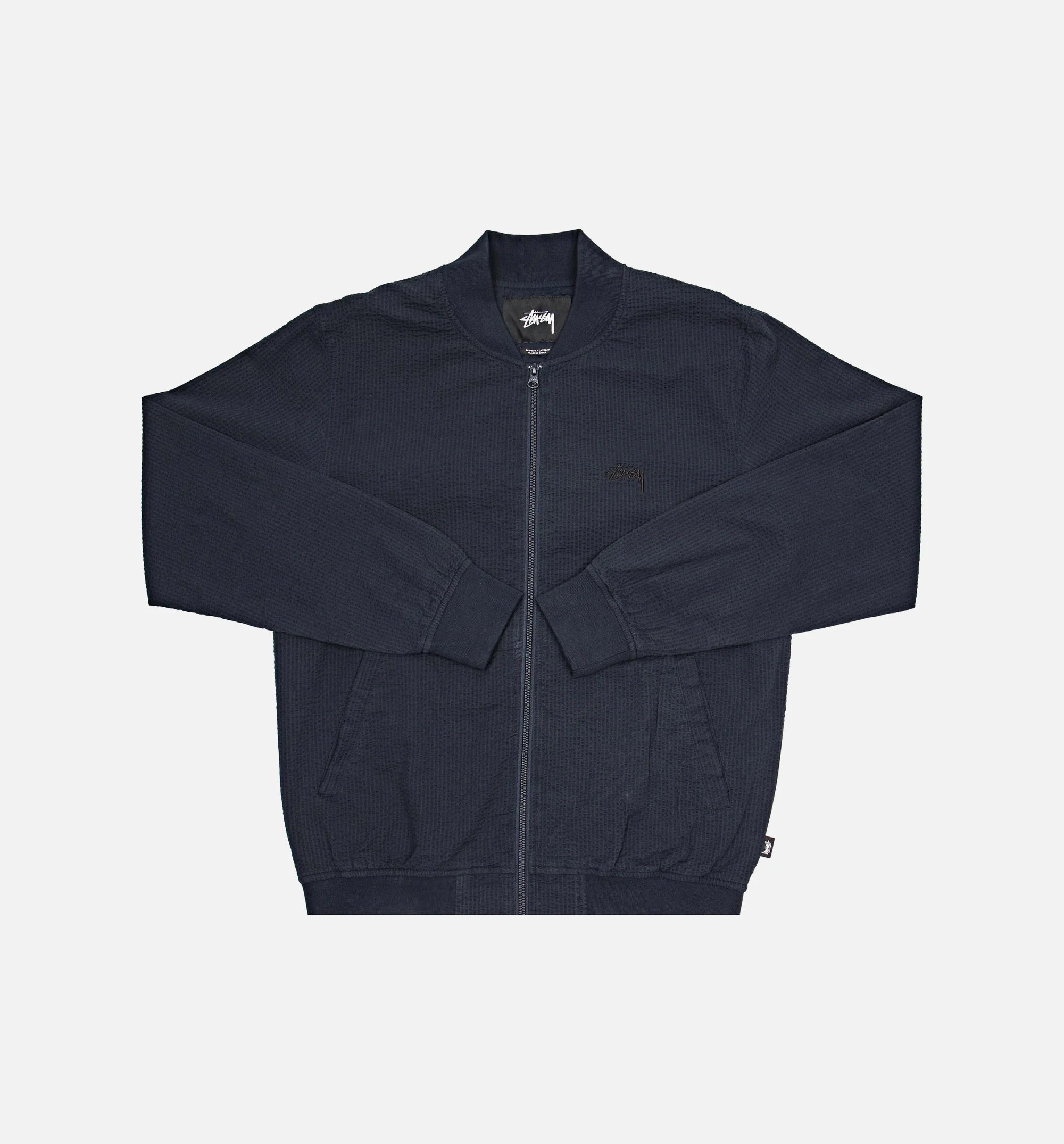 Seersucker Bomber Mens Jacket Navy