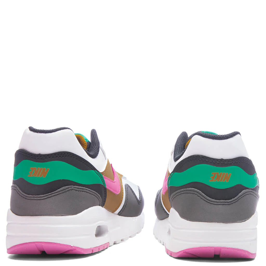 Air Max 1 SE GS Black White Playful Pink Stadium Green