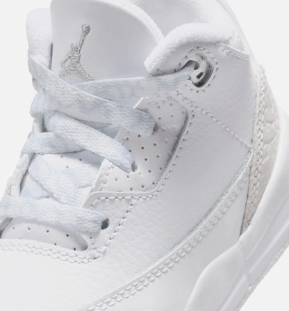 Air Jordan 3 Retro White And Silver Infant Toddler Lifestyle Shoe White Metallic Silver