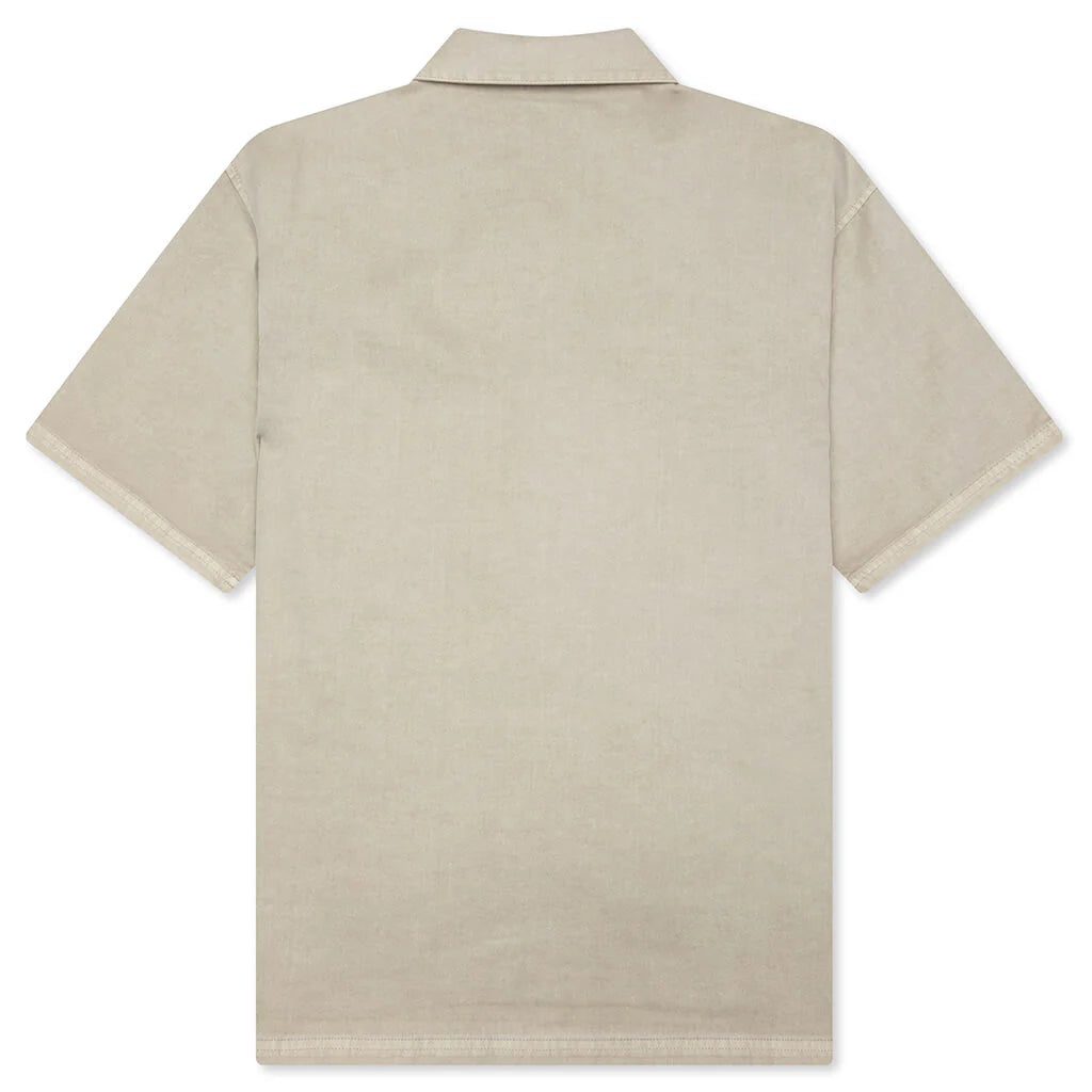 Short Sleeve Cotton Overshirt Beige