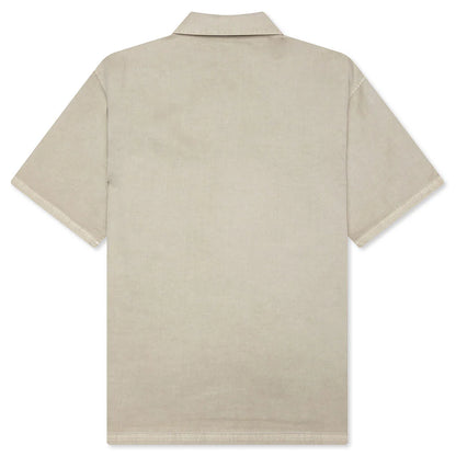 Short Sleeve Cotton Overshirt Beige
