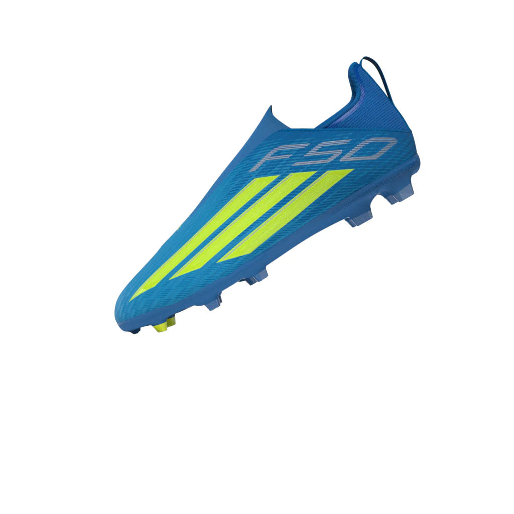 adidas F50 League Laceless FG MG Firm Ground Multi Ground Youth Soccer Cleats Blue Yellow Aqua