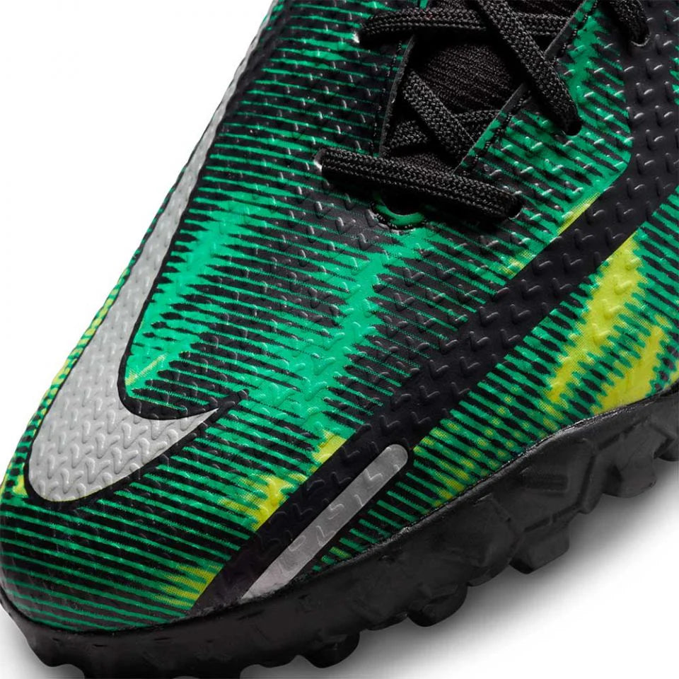 Nike Phantom GT2 Academy DF TF Soccer Cleats Black Platinum Green