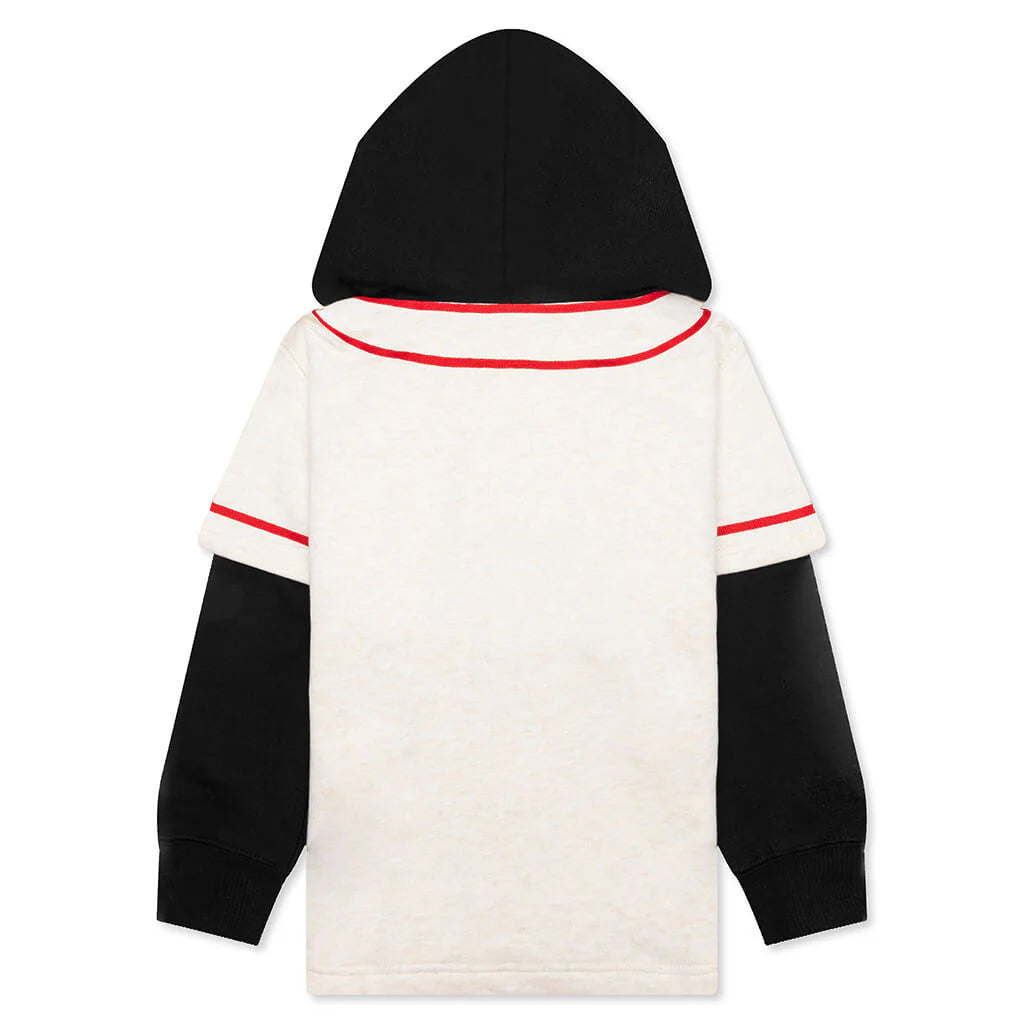 Kids Bape Logo Layered Baseball Sweatshirt Ivory