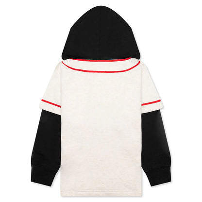 Kids Bape Logo Layered Baseball Sweatshirt Ivory