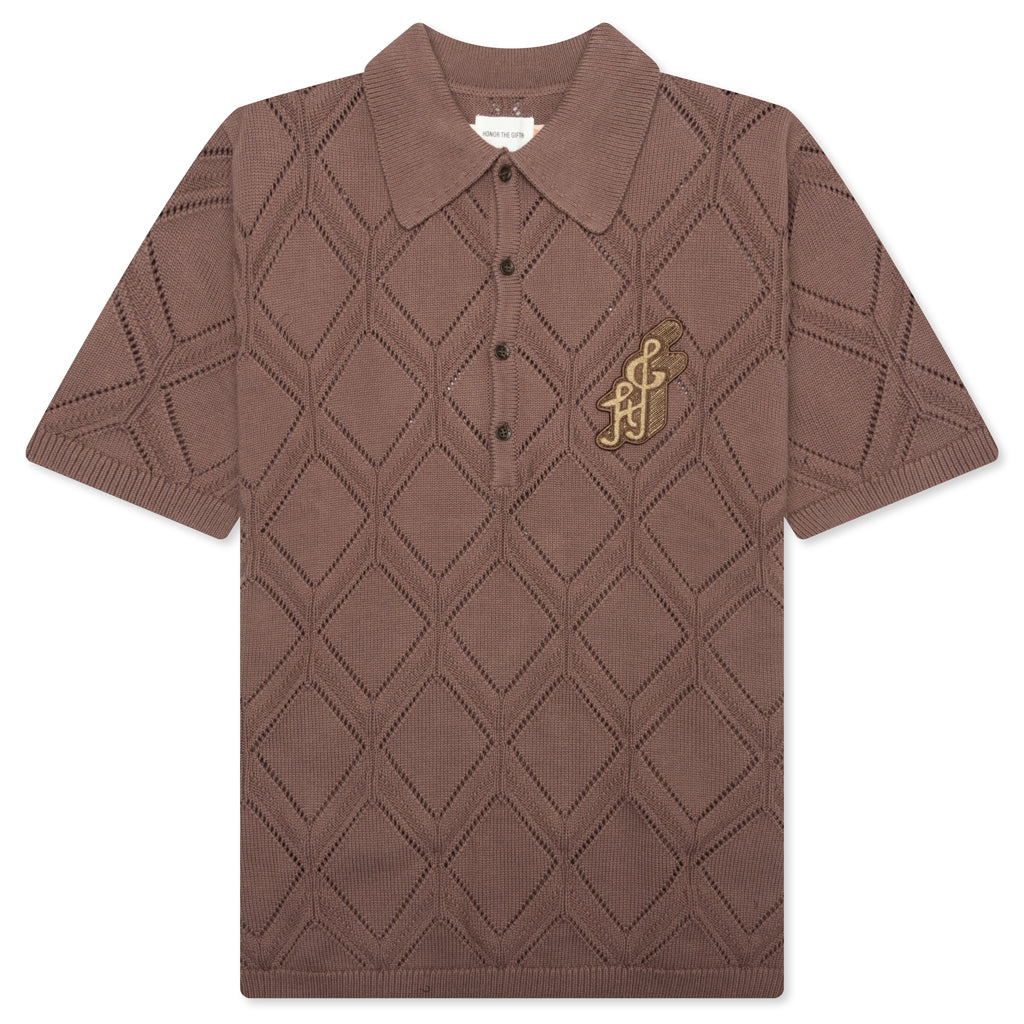Diamond Knit Polo Brown