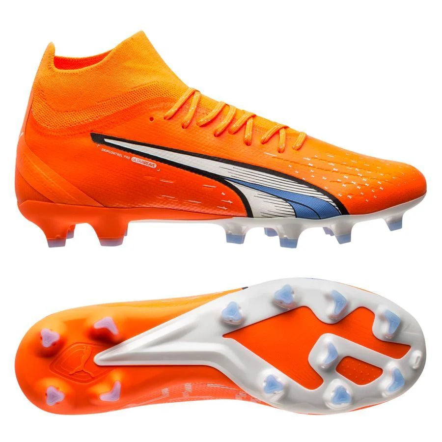 PUMA Ultra Pro FG AG Firm Ground Soccer Cleats Ultra Orange White Blue Glimmer