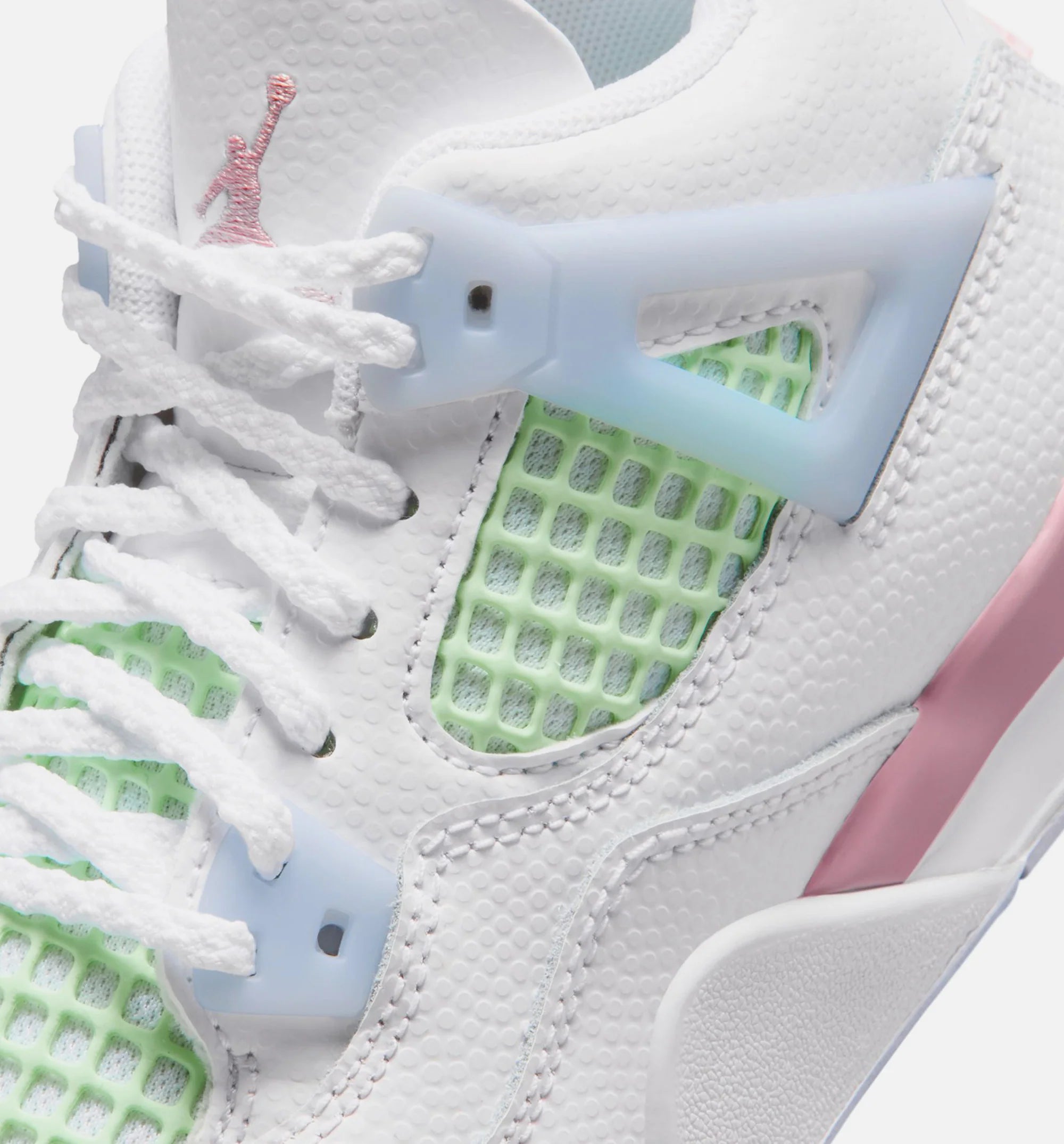 Air Jordan 4 Retro Medium Soft Pink Preschool Lifestyle Shoe White Medium Soft Pink Half Blue