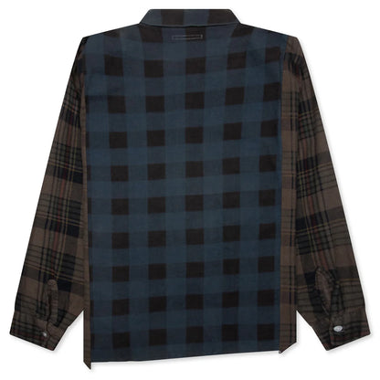 Over Dyed Ribbon Wide Shirt Brown