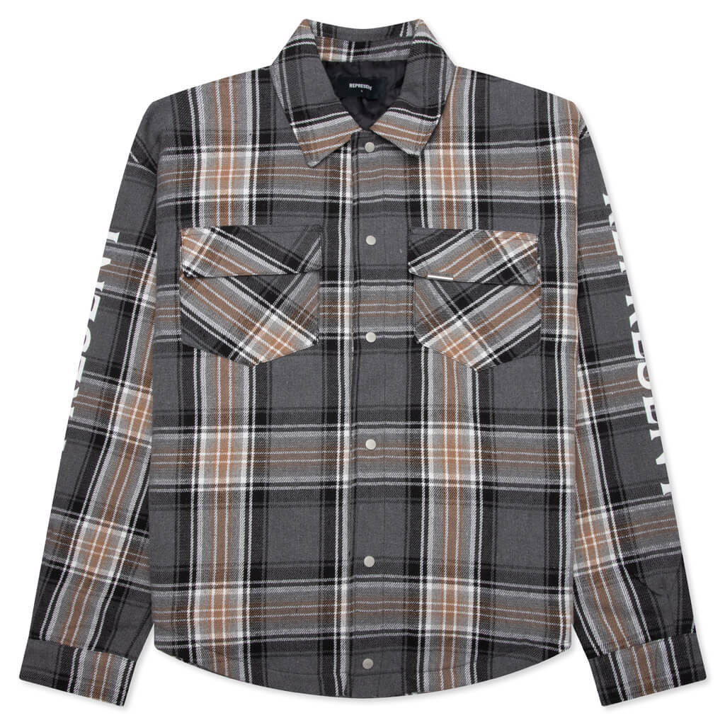 Quilted Flannel Shirt Grey Check