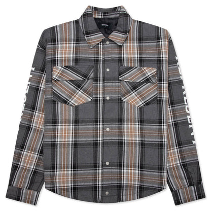 Quilted Flannel Shirt Grey Check