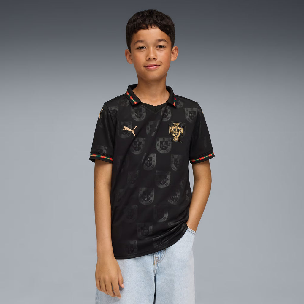 PUMA Portugal Special Edition Youth Soccer Jersey 25 26 Black Gold