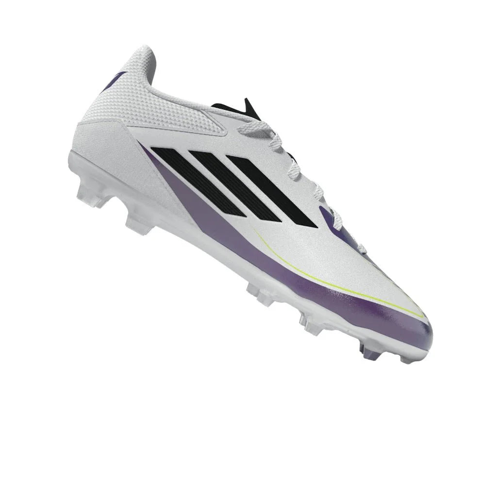 adidas Kids F50 League FG MG Messi Multi Ground Soccer Cleats White Black Purple