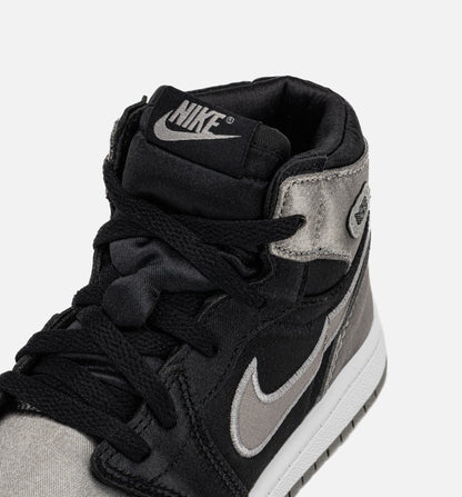 Air Jordan 1 Retro High OG Satin Shadow Infant Toddler Lifestyle Shoe Black Medium Grey White